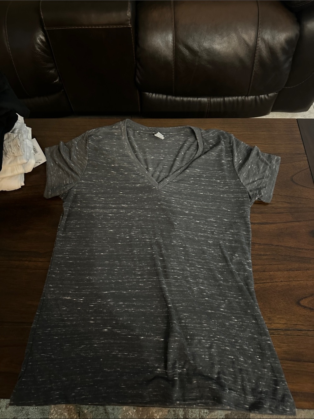 Bella Canvas Charcoal Heather V-Neck Short Sleeve Tee